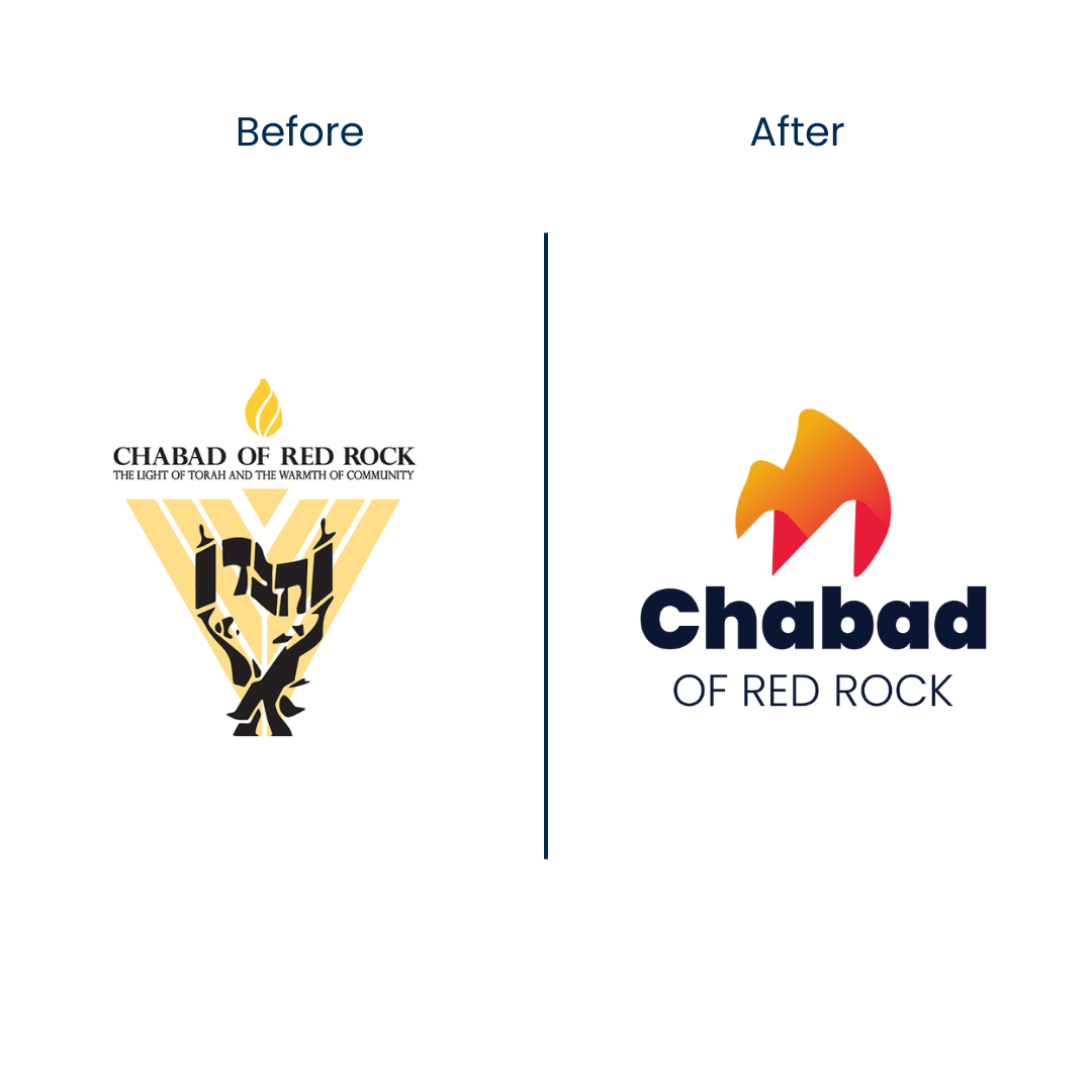 Chabad of Red Rock logo before and after the redesign by Syrah Design