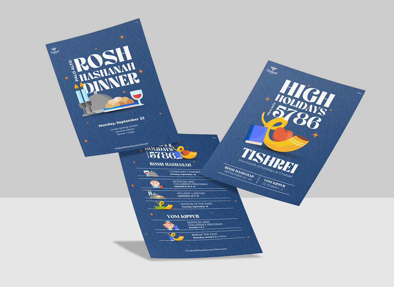Rosh Hashana Tishrei High Holidays Design flyer banner